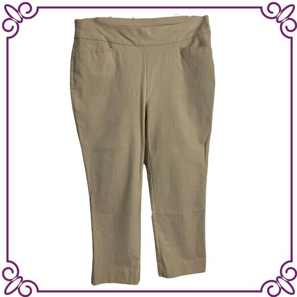 Chico's Crop Pull Up Pants Khaki Stretch Size 0.5 US SMALL - Picture 1 of 8